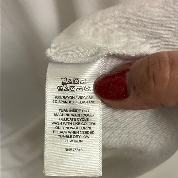 Tahari White Short Sleeve Tee Sz Xl - Picture 4 of 5